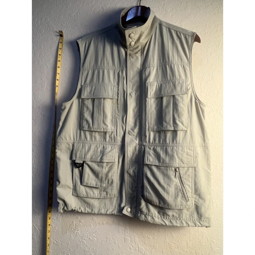 Travelsmith Men's Vented Hunting Vest Full Zip Beige Pockets Men's M Photography